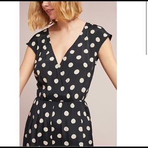 Anthropologie black and cream/tan polka dot jumpsuit - worn once